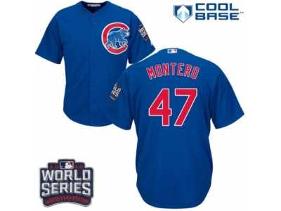 Youth Majestic Chicago Cubs #47 Miguel Montero Authentic Royal Blue Alternate 2016 World Series Bound Cool Base MLB Jersey