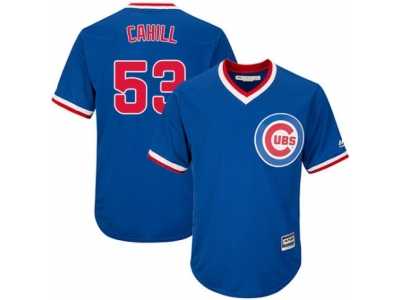 Youth Majestic Chicago Cubs #53 Trevor Cahill Authentic Royal Blue Cooperstown Cool Base MLB Jersey