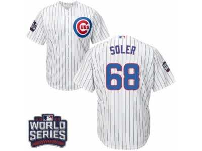 Youth Majestic Chicago Cubs #68 Jorge Soler Authentic White Home 2016 World Series Bound Cool Base MLB Jersey