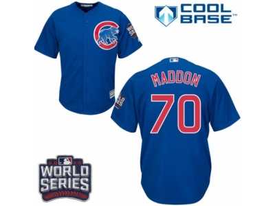 Youth Majestic Chicago Cubs #70 Joe Maddon Authentic Royal Blue Alternate 2016 World Series Bound Cool Base MLB Jersey