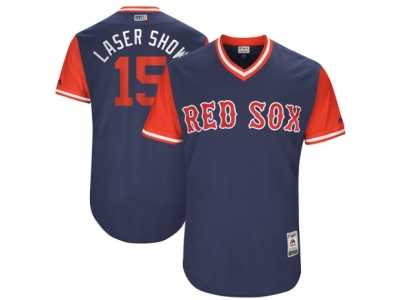 Men\'s 2017 Little League World Series Red Sox Dustin Pedroia #15 Laser Show Navy Jersey