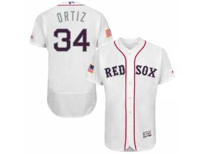 Men's Boston Red Sox #34 David Ortiz White Stitched 2016 Fashion Stars & Stripes Flex Base Baseball Jersey