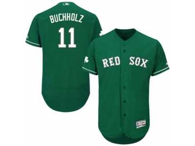 Men's Majestic Boston Red Sox #11 Clay Buchholz Green Celtic Flexbase Authentic Collection MLB Jersey