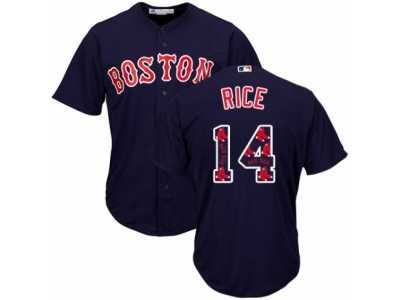 Men's Majestic Boston Red Sox #14 Jim Rice Authentic Navy Blue Team Logo Fashion Cool Base MLB Jersey