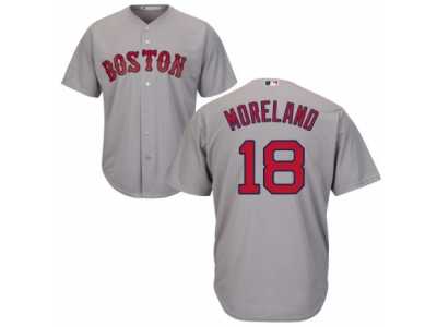 Men\'s Majestic Boston Red Sox #18 Mitch Moreland Replica Grey Road Cool Base MLB Jersey