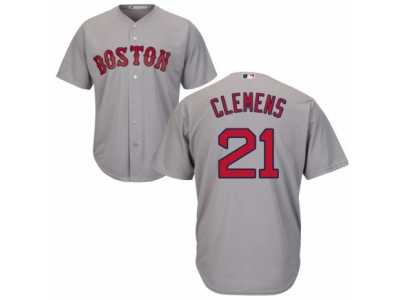 Men's Majestic Boston Red Sox #21 Roger Clemens Replica Grey Road Cool Base MLB Jersey