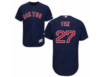Men\'s Majestic Boston Red Sox #27 Carlton Fisk Navy Blue Flexbase Authentic Collection MLB Jersey