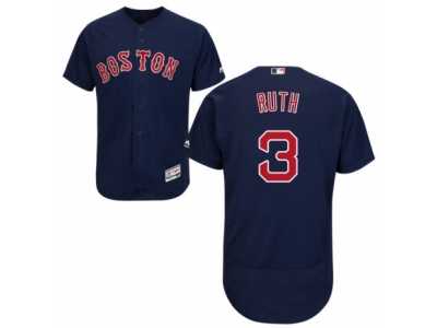 Men's Majestic Boston Red Sox #3 Babe Ruth Navy Blue Flexbase Authentic Collection MLB Jersey
