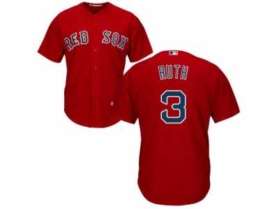 Men's Majestic Boston Red Sox #3 Babe Ruth Replica Red Alternate Home Cool Base MLB Jersey