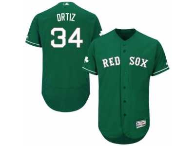 Men's Majestic Boston Red Sox #34 David Ortiz Green Celtic Flexbase Authentic Collection MLB Jersey