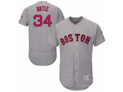 Men's Majestic Boston Red Sox #34 David Ortiz Grey Flexbase Authentic Collection MLB Jersey