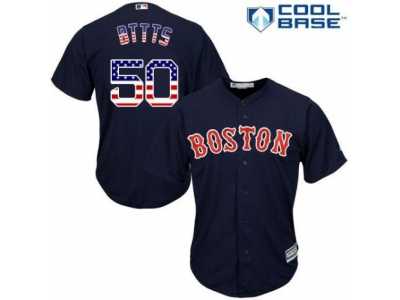 Men's Majestic Boston Red Sox #50 Mookie Betts Replica Navy Blue USA Flag Fashion Road Cool Base MLB Jersey