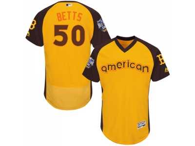 Men's Majestic Boston Red Sox #50 Mookie Betts Yellow 2016 All-Star American League BP Authentic Collection Flex Base MLB Jersey