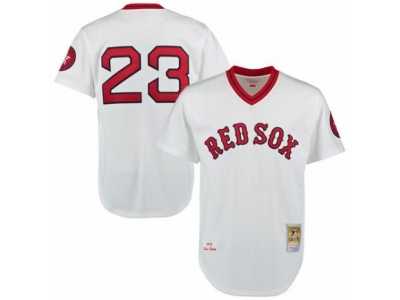 Men's Mitchell and Ness 1975 Boston Red Sox #23 Luis Tiant Authentic White Throwback MLB Jersey