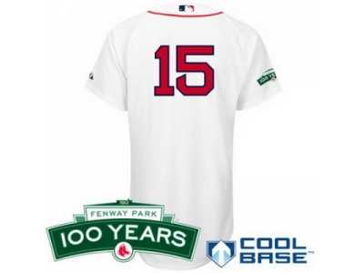 mlb Boston Red Sox #15 Dustin Pedroia white Cool Base 100th Anniversary Patch