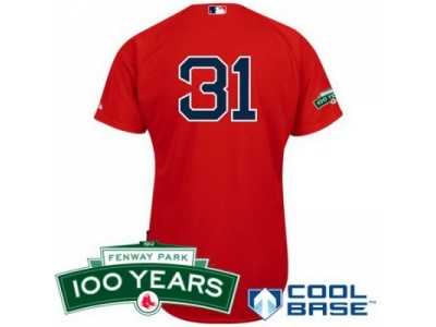 mlb Boston Red Sox #31 Jon Lester Alternate red Cool Base 100th Anniversary Patch