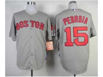 mlb jerseys boston red sox #15 pedroia grey[2014 new]