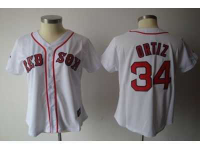 MLB Women Jerseys Boston Red Sox #34 ortiz white[red number]