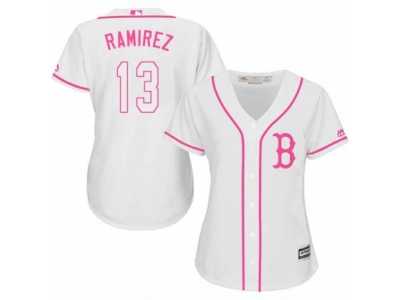 Women's Majestic Boston Red Sox #13 Hanley Ramirez Replica White Fashion MLB Jersey