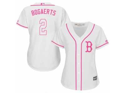 Women's Majestic Boston Red Sox #2 Xander Bogaerts Replica White Fashion MLB Jersey