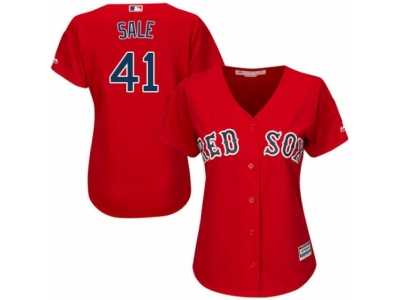 Women's Majestic Boston Red Sox #41 Chris Sale Authentic Red Alternate Home MLB Jersey
