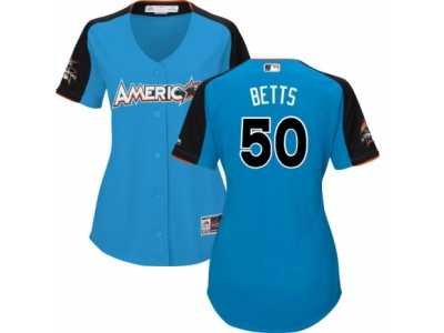 Women's Majestic Boston Red Sox #50 Mookie Betts Replica Blue American League 2017 MLB All-Star MLB Jersey