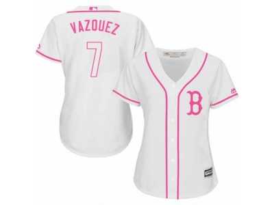 Women's Majestic Boston Red Sox #7 Christian Vazquez Replica White Fashion MLB Jersey
