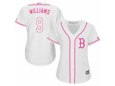 Women's Majestic Boston Red Sox #9 Ted Williams Replica White Fashion MLB Jersey