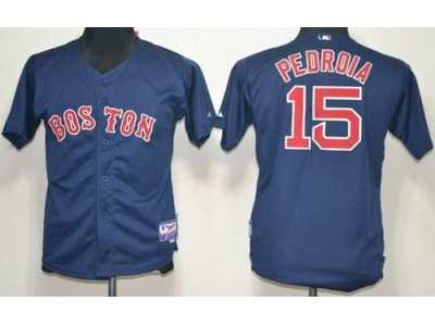 Youth MLB Boston Red Sox #15 Dustin Pedroia blue Jerseys