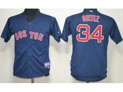 Youth MLB Boston Red Sox #34 David Ortiz Blue Jersey