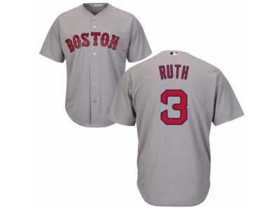 Youth Majestic Boston Red Sox #3 Babe Ruth Authentic Grey Road Cool Base MLB Jersey