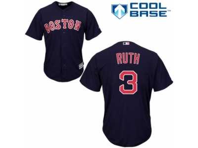 Youth Majestic Boston Red Sox #3 Babe Ruth Authentic Navy Blue Alternate Road Cool Base MLB Jersey