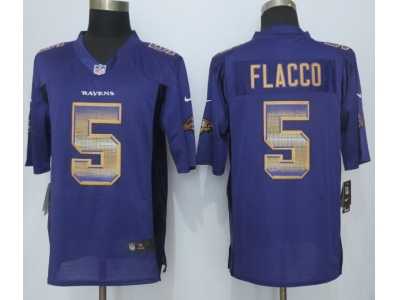 2015 New Nike Baltimore Ravens #5 Flacco Purple Strobe Jerseys(Limited)