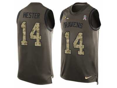 Men's Nike Baltimore Ravens #14 Devin Hester Limited Green Salute to Service Tank Top NFL Jersey