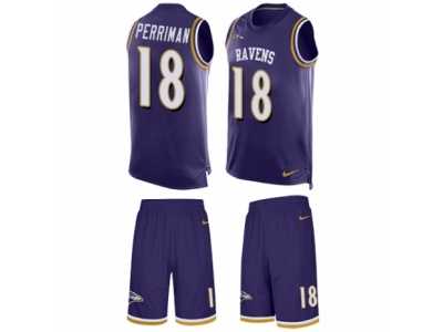 Men's Nike Baltimore Ravens #18 Breshad Perriman Limited Purple Tank Top Suit NFL Jersey