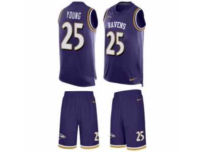 Men's Nike Baltimore Ravens #25 Tavon Young Limited Purple Tank Top Suit NFL Jersey