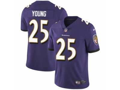 Men's Nike Baltimore Ravens #25 Tavon Young Vapor Untouchable Limited Purple Team Color NFL Jersey