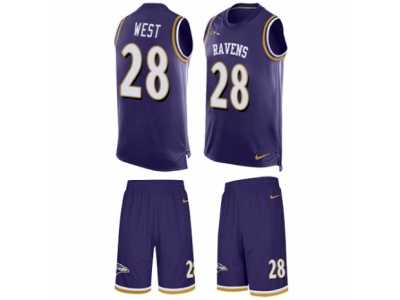 Men's Nike Baltimore Ravens #28 Terrance West Limited Purple Tank Top Suit NFL Jersey