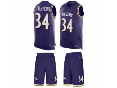 Men's Nike Baltimore Ravens #34 Lorenzo Taliaferro Limited Purple Tank Top Suit NFL Jersey