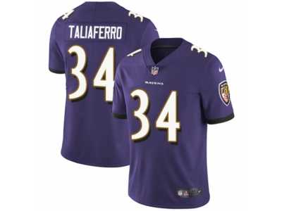 Men's Nike Baltimore Ravens #34 Lorenzo Taliaferro Vapor Untouchable Limited Purple Team Color NFL Jersey