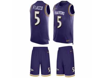 Men's Nike Baltimore Ravens #5 Joe Flacco Limited Purple Tank Top Suit NFL Jersey