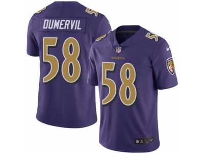 Men's Nike Baltimore Ravens #58 Elvis Dumervil Limited Purple Rush NFL Jersey
