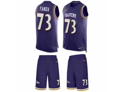 Men's Nike Baltimore Ravens #73 Marshal Yanda Limited Purple Tank Top Suit NFL Jersey