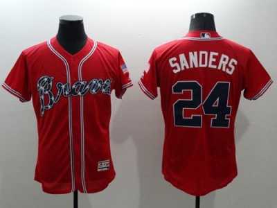Atlanta Braves #24 Deion Sanders Red Flexbase Authentic Collection Stitched Baseball Jersey