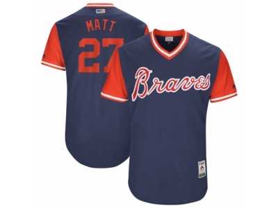 Men's 2017 Little League World Series Braves Matt Kemp #27 Matt Navy Jersey