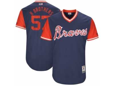 Men's 2017 Little League World Series Braves Rex Brothers #57 R Brothers Navy Jersey