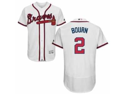 Men's Majestic Atlanta Braves #2 Michael Bourn White Flexbase Authentic Collection MLB Jersey
