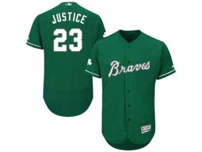 Men's Majestic Atlanta Braves #23 David Justice Green Celtic Flexbase Authentic Collection MLB Jersey