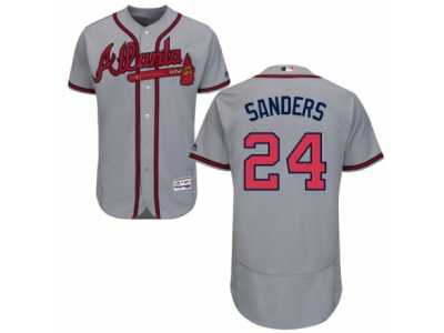 Men's Majestic Atlanta Braves #24 Deion Sanders Grey Flexbase Authentic Collection MLB Jersey