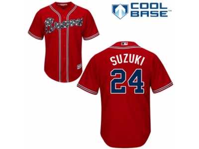 Men's Majestic Atlanta Braves #24 Kurt Suzuki Replica Red Alternate Cool Base MLB Jersey
